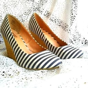 Mix No. 6 Otavia wedge striped canvas espadrilles